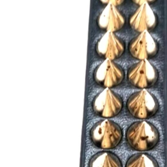 Triple Row + Double Row Black Spiked Vegan Leather Bracelets Set of 2 -New - Picture 10 of 12